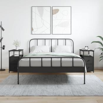 Mesitas de noche 2 unidades madera ingeniería 30x60x60 cm Negro, Roble Sonoma, Roble ahumado Mesita habitación mesitas de noche dormitorio para Salón, Estudio, Mesa Auxiliar