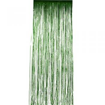 Smiffy's-46917 Cortina Brillante, metálico, 91cmx244cm / 36inx96in, Color Verde, Applicable