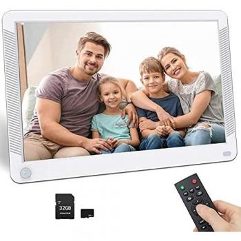MELCAM Marco Digital 10 Pulgadas, Marco de Fotos Digital con Sensor de Movimiento IPS FHD 1920 * 1080 y Control Remoto, Soporte Foto/Música/Video/Despertador/Calendario, Blanco