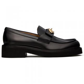 Valentino Garavani Women's Vlogo Locker Leather Loafers in Black | Size 38