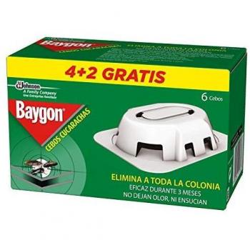 Baygon - Trampa Cebo para Cucarachas, eficaz durante 3 meses, 6 cebos