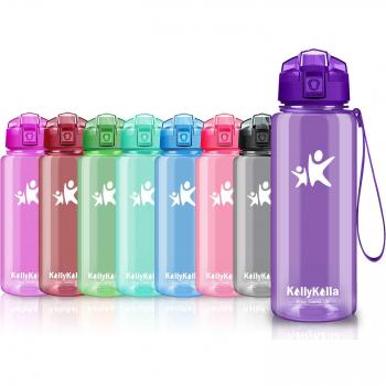 KollyKolla Botella de Agua Deportes, Botellas Sin BPA Tritan Plástico Reutilizables Ecológica con Filtro, Water Bottle para Niños, Oficina, Senderismo, Viajes,