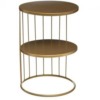 Mesita decorativa de interior WellHome color dorado, elegante diseño de 3 niveles, dimensiones Ø36x52 cm