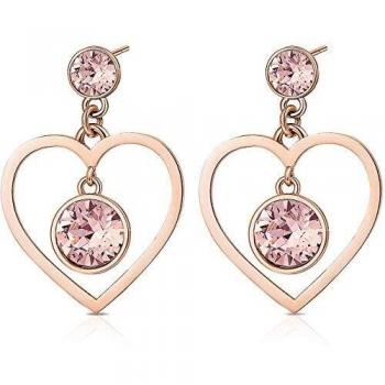 Orecchini al lobo donna BROSWAY SIGHT in acciaio oro rosa e cristalli rosa BGH26