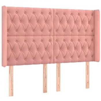 Cabecero LED de Terciopelo Rosa 147x16x118/128 cm