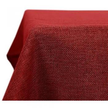 Deconovo Mantel Navidad de Mesa Rectangular Efecto Lino 130 x 280 cm Rojo