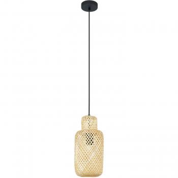 Lámpara colgante Lindby Venora, Ø 15 cm, bambú, color marrón, E27, tradicional para salón y comedor (1 llama)