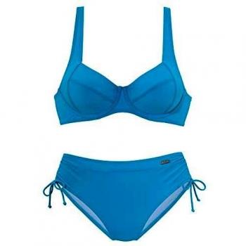 Bikini con Aro LASCANA Turquesa Talla 48 Copa G con Bikini de Corte Rizado en los Costados