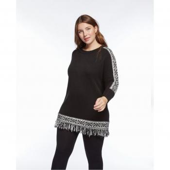 Jersey de mujer con detalles jacquard y flecos