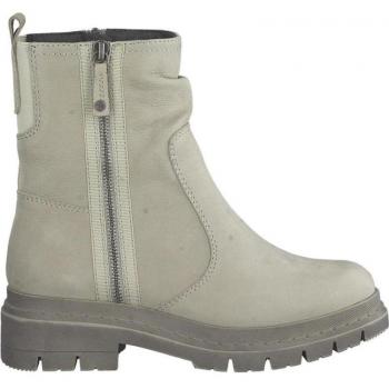 Cómoda Elegante Botín Mujer 85407 de TAMARIS CONFORT en suave piel gris claro con ajuste de cremallera, plantilla anatómica extraíble, cómodo tacón con piso de plataforma, altura 4 cm