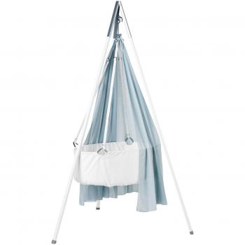 Berceau LEANDER – Baby Berceau Blanc avec matelas et crochets de plafond – avec ciel