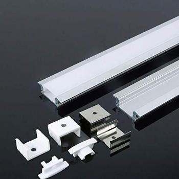 Perfil de Aluminio Blanco para Tira LED Empotrada con Difusor, 2000 x 24,7 x 7 mm - SKU 3368