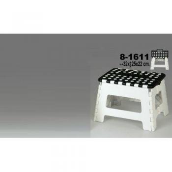 DonRegaloWeb - Taburete plegable de pvc en color blanco y negro con antideslizante en lo alto