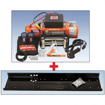 Winchmax 13500 lb / 6123 kg Cabrestante original naranja de 12v. Cable de acero de 26 mx 9,5 mm. Gancho con bisagras de 3/8 de pulgada. Placa de montaje en suelo.
