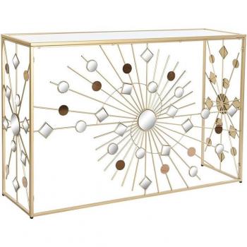 Consola metal cristal 120 x 35 x 80 dorado