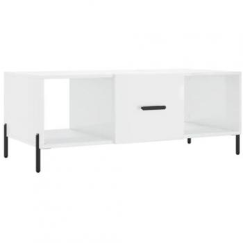Mesa de centro madera contrachapada blanco brillo 102x50x40 cm