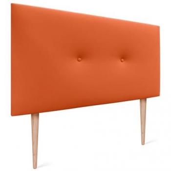 Cabecero de Polipiel Acolchado Liso con Botones y Patas 90x105cm - Naranja, para Camas 80/90, Diseño Moderno