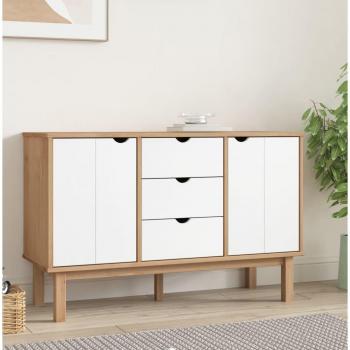 OTTA Solid Wood Pine Sideboard in Brown and White, 113.5x43x73 cm