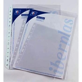 Iberplas Caja 100 Fundas Formato Cuarto PVC Cristal Extra 100 micras multitaladro