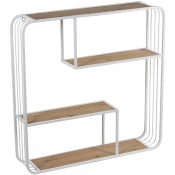 Estante Alexandra House Living Blanco Marrón Metal 70 x 70 x 15 cm