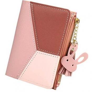 Billetera Corta de Las Niñas Titular de la Tarjeta Monedero para Mujeres, JOSEKO Lindo Multi-Ranuras Bolse Cuero PU Delgado para Mujeres y Damas con borlas en Forma de corazón Colgante de Regalo