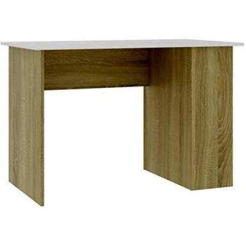 vidaXL Engineered Wood Desk - White and Sonoma Oak, 43.3x23.6x28.7