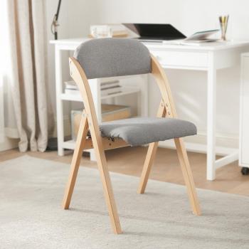 Silla Plegable SoBuy FST92-N de Madera con Asiento y Respaldo Tapizado en Gris, Dimensiones 47 x 57 x 79 cm para Cocina y Oficina