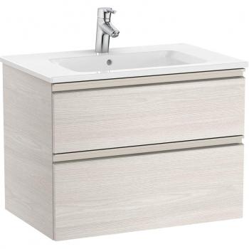 Mueble de baño Roca The Gap con 2 cajones y lavabo central, color Fresno nórdico, medidas 705 x 460 x 537 mm