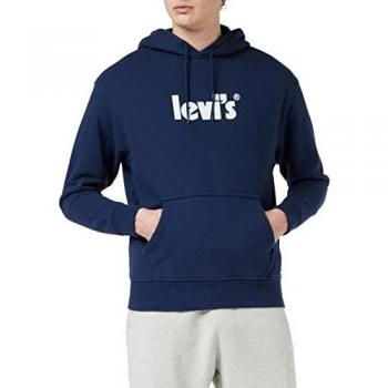 Sudadera Levi's Gráfica con Capucha Azul Relajada para Hombre - Algodón Talla Mediana