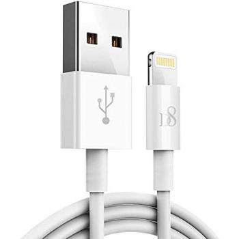 Cable USB Tipo A a Lightning 2m Carga y Datos Certificado MFi Blanco Compatible con iPhone 14, 13, 12, 11, X e iPad Pro