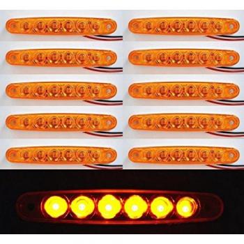 24/7Auto L0083Y24 Marcador Luces Laterales para Camión Trailer Chasis Caravan 6 LEDs 24 V, Naranja, 10 Piezas