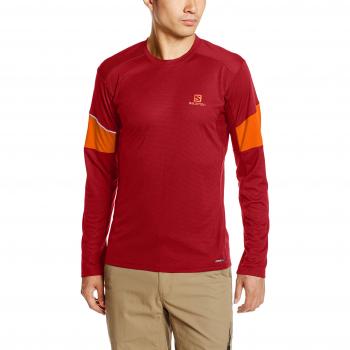 Salomon Cami seta deportiva de manga larga, agile ls tee, mezcla de sintéticos, rojo