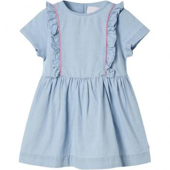 Vestido infantil con volantes azul suave 128
