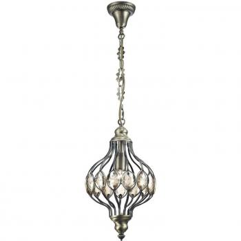 Lámpara colgante Marisa de latón envejecido, 1 bombilla E27, 62 cm, con cristal ámbar