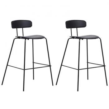 Conjunto de 2 sillas de bar altas con asiento de plástico y patas de metal negro Sibley