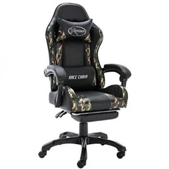 Silla Gaming con Reposapiés en Cuero Sintético Negro y Camuflaje