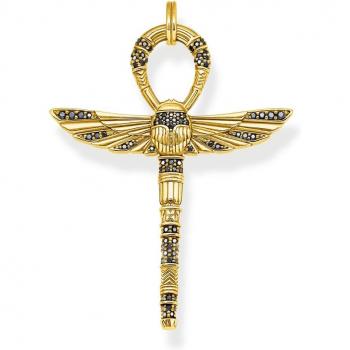 Thomas Sabo 18k Gold Plated Sterling Silver Egyptian Cross Pendant with Zirconia PE741-414-11