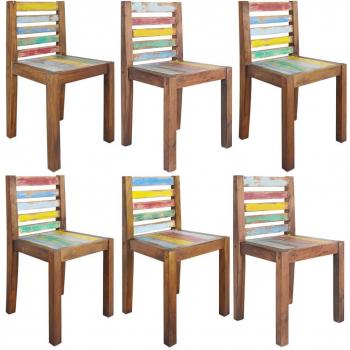Reclaimed Solid Wood Dining Chairs Set of 6