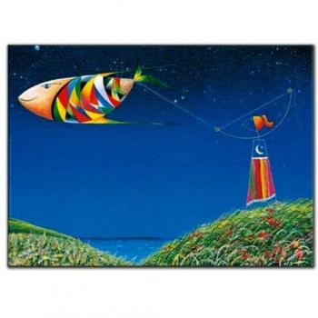 Artopweb Panel Decorativo con Diseño Meloniski Da Villacidro Pesce Aquilone, Madera, Multicolor, 80x1.8x60 cm