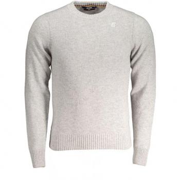 Gray Wool Sweater - XXL, K-Way, Round-neck Knitwear, male, Gray, Size: 2XL with Applique Logo