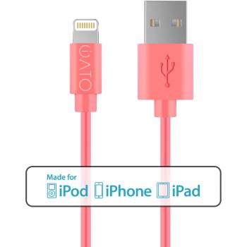 iATO Lightning to USB A Cable - Apple MFi Certified - Fast Strong Reliable Charging Lead - Quick Data Sync Wire - Charge with Speed - Charger for iPhone XS, XR, XS Max, X / 10, 8 / 7 / 6s / 6 & Plus, SE 5s 5c 5, iPad mini Air Pro, iPod Nano Cord - Pink Or