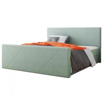 Cama Continental Memphis 120 Turquesa con Somieres y Tapiz, Doble, 140x200 cm, 216x145x105 cm