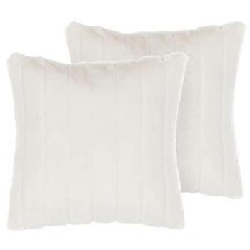Conjunto de 2 cojines decorativos de poliéster blanco 45 x 45 cm con cremallera y relieve pelo sintético