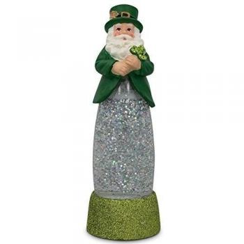 6 irlandés LED de Papá Noel con purpurina bola de nieve figura decorativa
