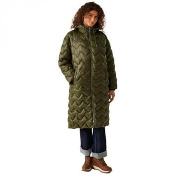 Regatta Women's Cambrie II Longline Padded Jacket - Dark Khaki, Size: 14
