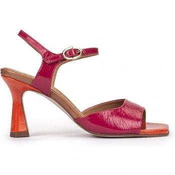 Sandalias de tacón de mujer bicolor Pedro Miralles modelo ALAYOR fabricadas en charol, hecho a mano en España, en tonos rosas