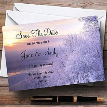 Invierno Escena Hermosa personalizado de boda ahorrar la fecha tarjetas, 60 Invites & Envelopes