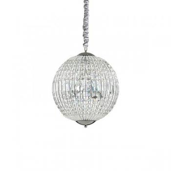 Lámpara colgante de techo pequeña Luxor de 6 luces, cromada con cristales, G9