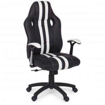 Poltrona de oficina con brazos Spider blanca en similpiel