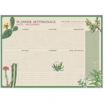 Bloc planificador semanal A3 Botanical Cacti - Italiano Kokonote